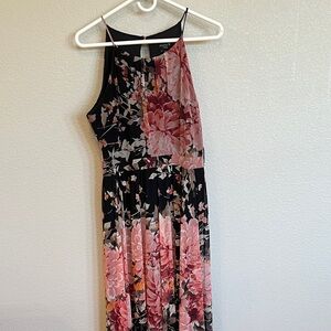 Ann Taylor Black and Pink Floral Maxi Dress
